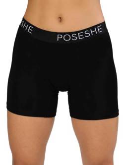 POSESHE Damen-Boxershorts 6″ Innennaht, ultraweiche Micromodal Boyshorts Unterwäsche, Ganz schwarz 5X(60W-62W) von POSESHE