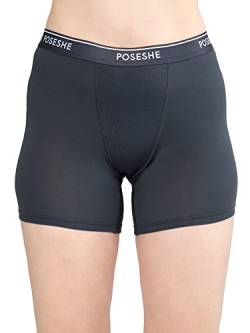 POSESHE Damen-Boxershorts 6″ Innennaht, ultraweiche Micromodal Boyshorts Unterwäsche,2X,Dunkelgrau von POSESHE