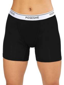POSESHE Damen-Boxershorts 6″ Innennaht, ultraweiche Micromodal Boyshorts Unterwäsche,3X,schwarz von POSESHE