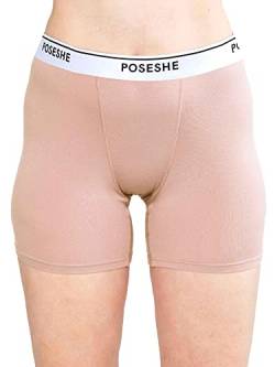 POSESHE Damen-Boxershorts 8″ Innennaht, ultraweiche Micromodal Boyshorts Unterwäsche,Beige,2X(18W-20W) von POSESHE