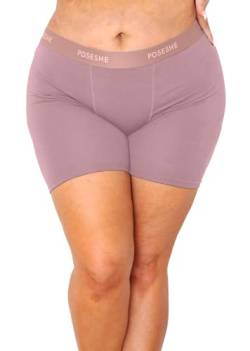 POSESHE Damen-Boxershorts 8″ Innennaht, ultraweiche Micromodal Boyshorts Unterwäsche,purple-6pcs,0X(10-12) von POSESHE