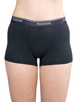 POSESHE Unterhosen Damen Boxershorts 3" Innennaht, ultraweiche Micromodal Boyshorts Unterwäsche, Dunkelgrau 0X(10-12) von POSESHE