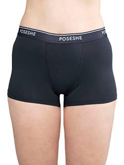 POSESHE Unterhosen Damen Boxershorts 3" Innennaht, ultraweiche Micromodal Boyshorts Unterwäsche, Dunkelgrau 2X(18W-20W) von POSESHE