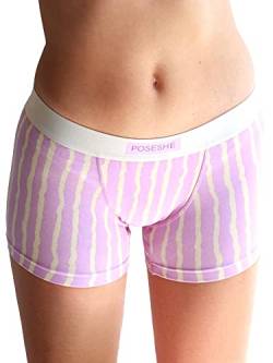 POSESHE Unterhosen Damen Boxershorts 3" Innennaht, ultraweiche Micromodal Boyshorts Unterwäsche, Lila Regenbogen - 3 Inseam 1X(14W-16W) von POSESHE