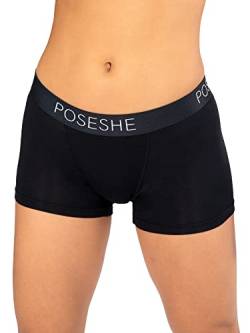 POSESHE Unterhosen Damen Boxershorts 3" Innennaht, ultraweiche Micromodal Boyshorts Unterwäsche, Vollständig Schwarz 1X(14W-16W) von POSESHE
