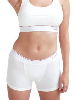 POSESHE Unterhosen Damen Boxershorts 3" Innennaht, ultraweiche Micromodal Boyshorts Unterwäsche, Weiß - 3 Inseam 1X(14W-16W) von POSESHE