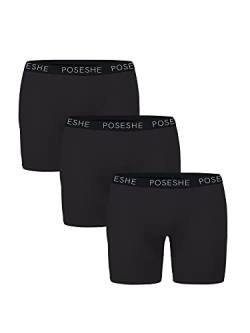 POSESHE Women's Boxer Briefs 6" Inseam, Ultra-Soft Micromodal Boyshorts Underwear, All Black 3pcs,5X von POSESHE
