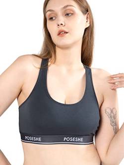 POSESHE Women's Bralettes Bras, Regular & Plus Size Ladies Everyday Bras, Sustainable Modal Seamless Bralettes, All Dark Grey,5X von POSESHE
