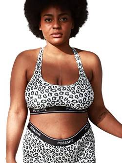 POSESHE Women's Bralettes Bras, Regular & Plus Size Ladies Everyday Bras, Sustainable Modal Seamless Bralettes, Leopard,1X von POSESHE