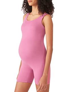 POSHDIVAH Damen Schwangerschaft Body Schwangerschaft Shapewear Doppelt Gefüttert Ärmellos Tank Top Shorts Strampler Jumpsuit, Pink, XXL von POSHDIVAH