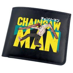 POWERFY Chains-aw Man Geldbörse Anime, Cartoon-Münztasche Kleine Geldbörse, Kunstleder Kreditkartenetui Scheckkartenetui, für Damen Herren Mädchen Jungen(Color:Black 11) von POWERFY
