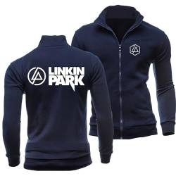 POWERFY Herren Jacke übergangsjacke Linkin Park, Vintage Mode Jacket Jackenmit mit Reißverschluss, Bomber Trainingsjacke für Sommer -Dark Blue||XXL von POWERFY