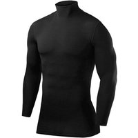 POWERLAYER Langarmshirt PowerLayer Herren Kompressionsoberteil Langarm Mock Neck - Schwarz (1-tlg) von POWERLAYER