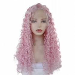 Ombre Rosa Lange Verworrene Lockige Perücke Für Frauen Lace Frontal Perücke Mit Babyhaar Party Cosplay Perücken von POWHA