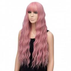 Perücke Pink Girl Party Natürliche Lange Frauen Haarqualität Lockige Synthetische Perücke von POWHA