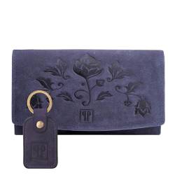 GESCHENKSET Damen GELDBEUTEL LEDER VINTAGE UND SCHLÜSSELBEL GRANATT PAOLO PERUZZZI ZUP-104-DB, navy pers, Uniwersalny von PP PAOLO PERUZZI collection