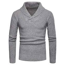 Herren Pullover Schal Kragen Baumwolle Relaxed Fit V-Ausschnitt Kabel Pullover Strickpullover Casual Button Langarm Solid Sweatshirt Pullover Herren Schal Gestrickt Button Down Wolle Cardigan Sweater von PPPPA