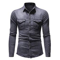 PPPPA Herren Casual Button Down Jeanshemden Langarm-Businesshemd Herren Jeanshemden Casual Stud Button Langarm Cowboy Slim Shirts Herren Casual Button Down Jeanshemd Langarm-Hemd von PPPPA