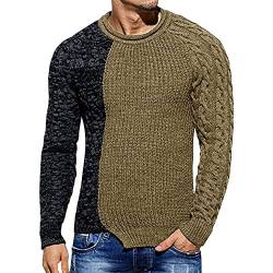 PPPPA Herren Pullover Rundhals Strickpullover Classic Fit Langarm Pullover Herren Pullover Rundhals Pullover Warmes Strick Sweatshirt Lässige Herbst Pullover Herren Zopfmuster Strickpullover Pullover von PPPPA