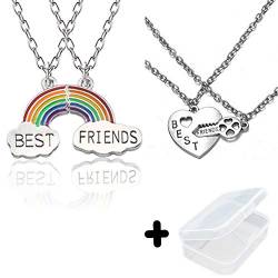 PPX 2 Paar Regenbogen Wolken Beste Knospen Passende BFF Best Friends Halskette Set mit schöner Box von PPX