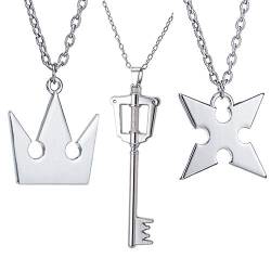 PPX 3 Stück Halskette Kingdom Hearts Sora Crown & Roxas Cross Halsketten Halskette mit Schlüsselschwert Anhänger von PPX