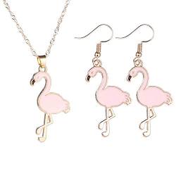 PPX Geschenke Pink Flamingo Halskette Ohrringe Set (Pink Set) von PPX