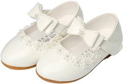 PPXID Mädchen Mary Jane Halbschuhe Bequem Taufschuhe Ballerinas Kleidschuhe,Weiß,29 EU von PPXID