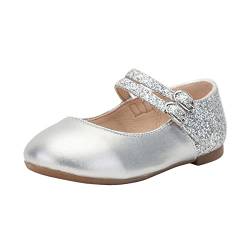 PPXID Mädchen Mary Jane Halbschuhe Glitzer Ballerinas Prinzessin Taufschuhe,Silber,26 EU von PPXID