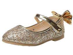 PPXID Mädchen Mary Jane Halbschuhe Glitzer Hochzeitsschuhe Prinzessin Taufschuhe Bequem Ballerinas, 28 EU, Gold von PPXID