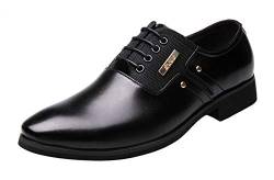 PPXID Schnürhalbschuhe Herren Businessschuhe Klassiker Oxfords Anzugschuhe, Schwarz, 42 EU von PPXID