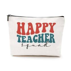 PQV Kosmetiktasche für Lehrer, Wertschätzungsgeschenke, Make-up-Tasche, tolles Geschenk für Lehrer, Ruhestand, Geschenke für Frauen, Weihnachten, Geburtstag, HappyTeacher, 9.7" x 6.8 "x 2" von PQV