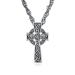 925 Sterling Silber Irish Trinity Keltischer Knoten Halsketten Kreuz Triskele Schmuck Triquetra Anhänger Kette Schmuck für Frauen Herren von PRAYMOS