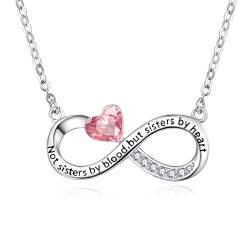 PRAYMOS Beste Freundin Halskette Oktober Geburtsstein Halskette für Frauen 925 Sterling Silber Schwestern Geschenke von Sister Infinity Necklalce Schwester Freundschaft Halskette Geburtstagsgeschenke von PRAYMOS