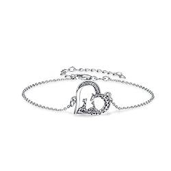 PRAYMOS Giraffe Armband für Mädchen 925 Sterling Silber Charm Verstellbare Armband Familie Giraffe Damen Liebhaber Geschenk für Mama Tochter (B-Giraffen armband) von PRAYMOS