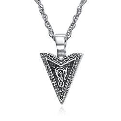 PRAYMOS Pfeilspitze Halskette für Herren 925 Sterling Silber Wikinger Pfeil Amulett Anhänger Personalisierter Schmuck Geburtstag Weihnachts Geschenk für Männer Jungen, 20+2in Edelstahlkette von PRAYMOS