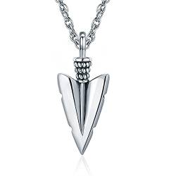 PRAYMOS Pfeilspitze Herren Halskette S925 Sterling Silber Pfeil Schmuck Personalisierter Anhänger für Mann Freund Bruder Ehemann Geschenk,20''+2'' Kette von PRAYMOS