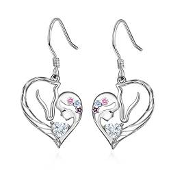 Pferde Ohrringe 925 Sterling Silber Ohrstecker Mädchen Kinder Geburtsstein Drop Ohrstecker Pferde Schmuck für Mädchen Frauen Tochter Enkelin (4-april-Moissanite) von PRAYMOS