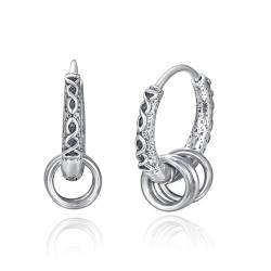 Wikinger Unisex Creolen 925 Silber Rune Viking Sleeper Ohrringe Ohrstecker Geschenke Vatertag Schmuck für Damen Herren Männer (06-silver circle dangle hoop) von PRAYMOS