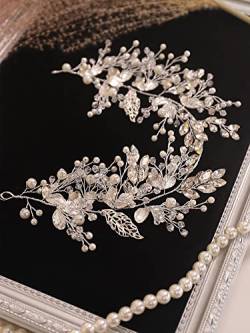 Braut Stirnband Accessoire Hochzeit Silberblatt Strass Stirnband Elegante Braut Haare Braut Kopfbekleidung Hochzeit Accessoires for Frauen von PREETH