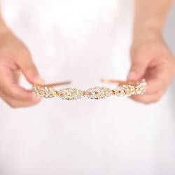 Braut Stirnband Gold Brautstirnband Vintage Kopfstück Bankettparty for Mädchen Perlen Haarwege Hochzeit Haarzubehör Kopfbedeckung Kopfstücke von PREETH