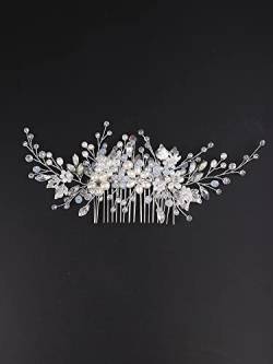 Braut Stirnband Perlenkristall Blume Braut Haarkämme Hochzeit Hair Accessoires Prom Stirnband Kopfbedeckung Party Tiara Frauen Kopfstück von PREETH