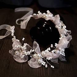 Braut Stirnband Romantische Haarbänder for Frauen Hochzeit Accessoires Braut Kopfschmuck Verlobungs Haar Ornamente handgefertigtes Kopfstück M265 von PREETH