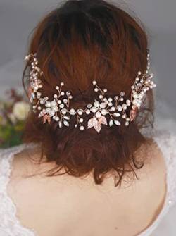 Braut Stirnband Vintage Blattkranz Kopfschmuck Italienische Hochzeitszubehör Kristallperlen Haare schöne Frauen Haar Vine Brautstirnband von PREETH