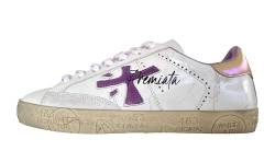 PREMIATA Frith Sneakers (Weiß/Violett), Turnschuhe aus Vintage-Leder mit Schnürung und übergroßer Gummisohle, Weiß Rosa, 40 EU von PREMIATA