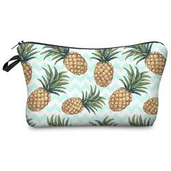 PREMYO Kosmetiktasche Klein für Handtasche - Schminktasche Damen Make Up Tasche - Federmappe Mädchen Etui Ananas von PREMYO