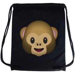 PREMYO Turnbeutel Emoji Monkey – Teenager Sportbeutel Junge Baumwolle – Hipster Gym Bag Schwarz von PREMYO