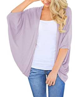 PRETTODAY Damen Sommer Chiffon Kimono Cardigans Fledermausärmel Sheer Schal Cover Ups, Fliederfarben, Mittel von PRETTODAY