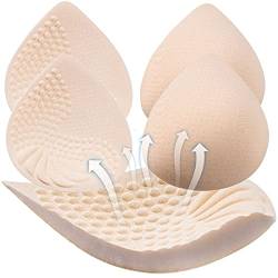 PRETTYWELL Bra Pads Inserts, 2 Pairs Latex Bras Inserts for Sports Bras, Bra Cups Inserts for Bikini Tops (Beige, XL) von PRETTYWELL