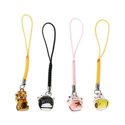 PRETYZOOM 12 Messingglocke Japanischer Glückskatze Anhänger Taschenanhänger mit Glückskatze süßer Handyanhänger Schlüsselanhänger für Damen Auto-Schlüsselanhänger Mode von PRETYZOOM