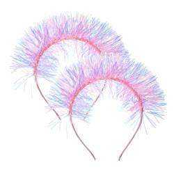 PRETYZOOM 2 Stück 2024 Neujahrs-Stirnband Glitzer-Lametta-Haarband Dekorative Haarreifen Pailletten-Kopfbedeckung Für 2024 Silvester Weihnachten Urlaub Geburtstag Party Rosa von PRETYZOOM